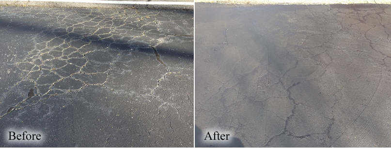 A cracked area treated with GatorPave